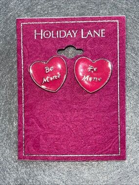 Holiday Lane Pink 'Be Mine' Heart Stud Earrings